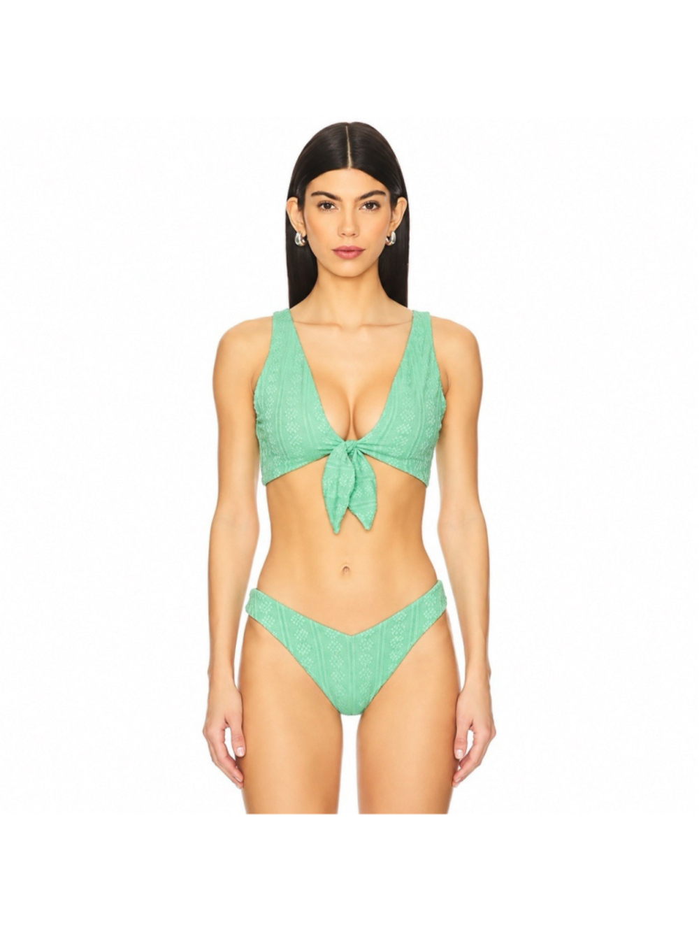 NWT BEACH RIOT "DALLAS" SAGE GREEN EYELET FRONT TIE BIKINI SET S